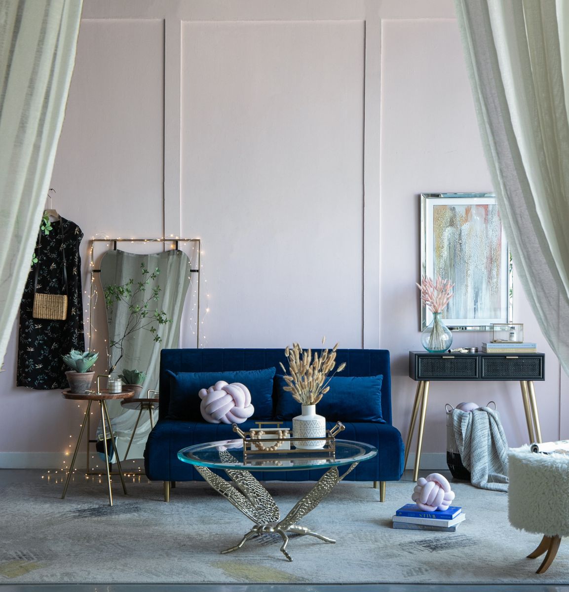60-Inch Curved Wall Mirror with Gold Frame — view 2