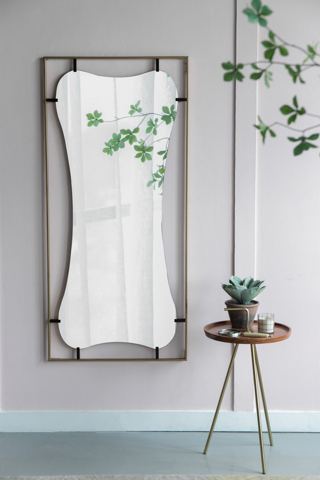 60-Inch Curved Wall Mirror with Gold Frame