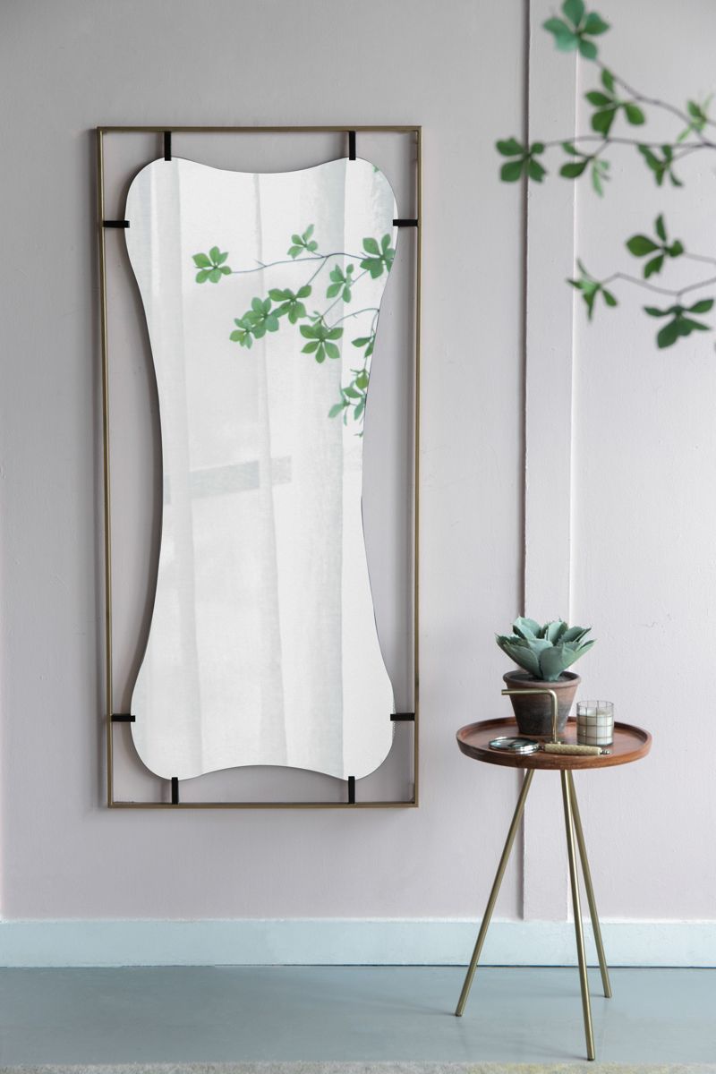 60-Inch Curved Wall Mirror with Gold Frame