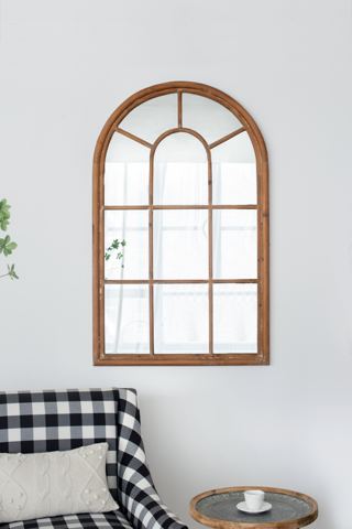 54-Inch Arched Window-Style Fir Mirror — view 1