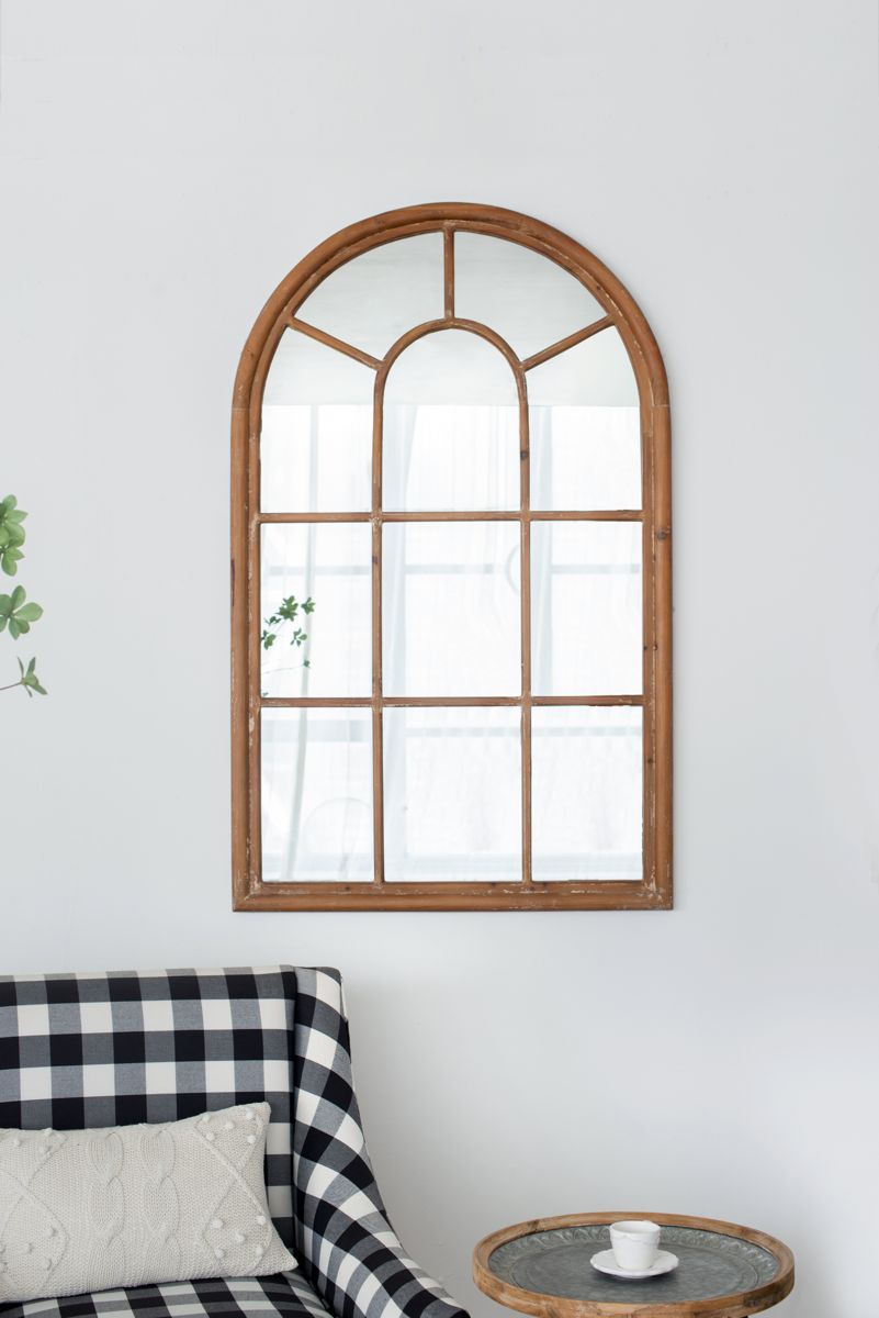 54-Inch Arched Window-Style Fir Mirror