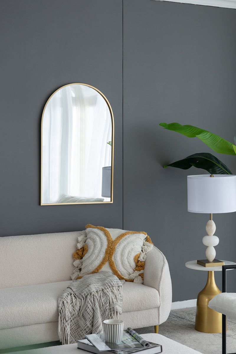 36-Inch Arched Accent Mirror with Metal Frame — view 2