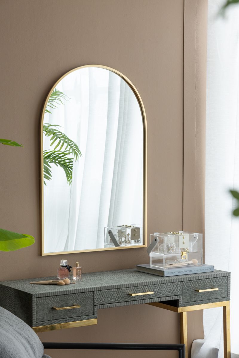 36-Inch Arched Accent Mirror with Metal Frame