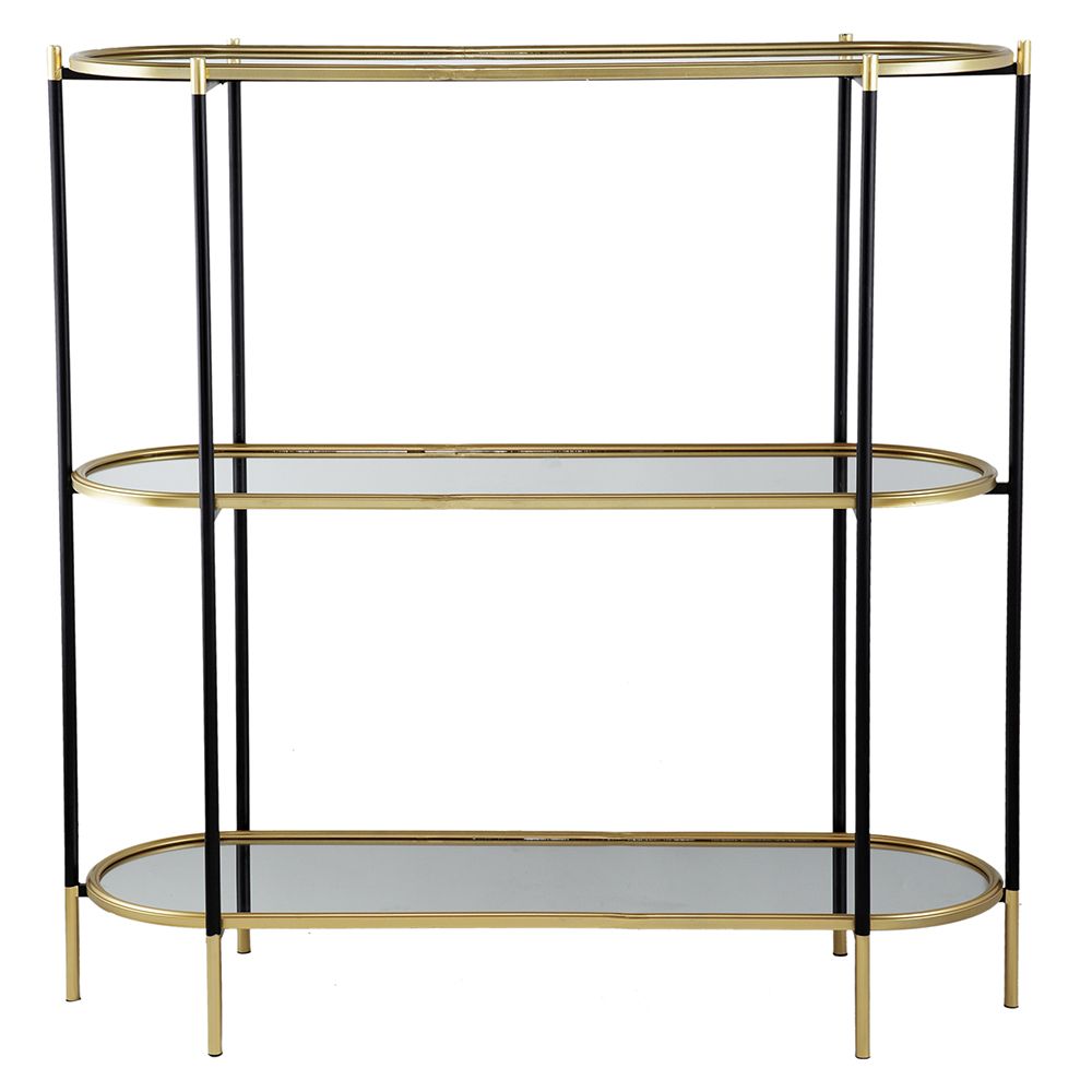 Three-Tier Metal Console with Mirrored Shelves — view 2