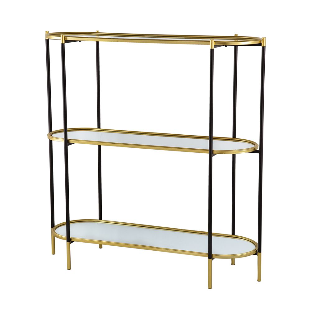 Three-Tier Metal Console with Mirrored Shelves — view 3