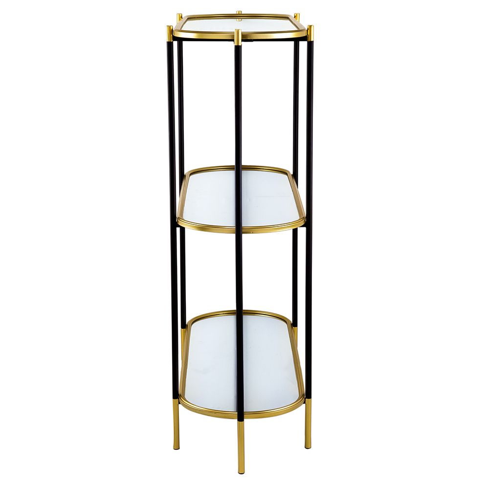 Three-Tier Metal Console with Mirrored Shelves — view 4