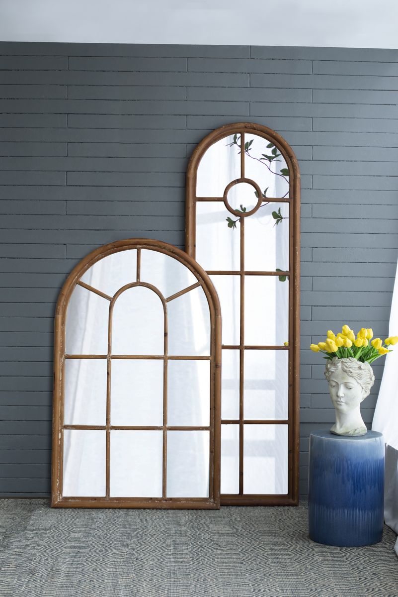 79-Inch Half-Round Window-Style Fir Mirror — view 3