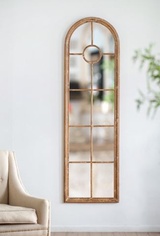 79-Inch Half-Round Window-Style Fir Mirror