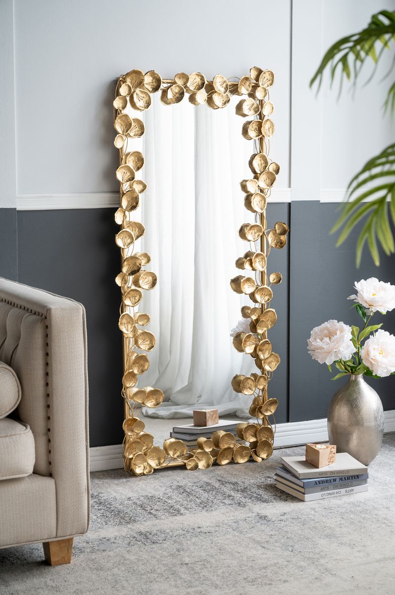 61-Inch Full-Length Mirror with Leaf Accents — view 2