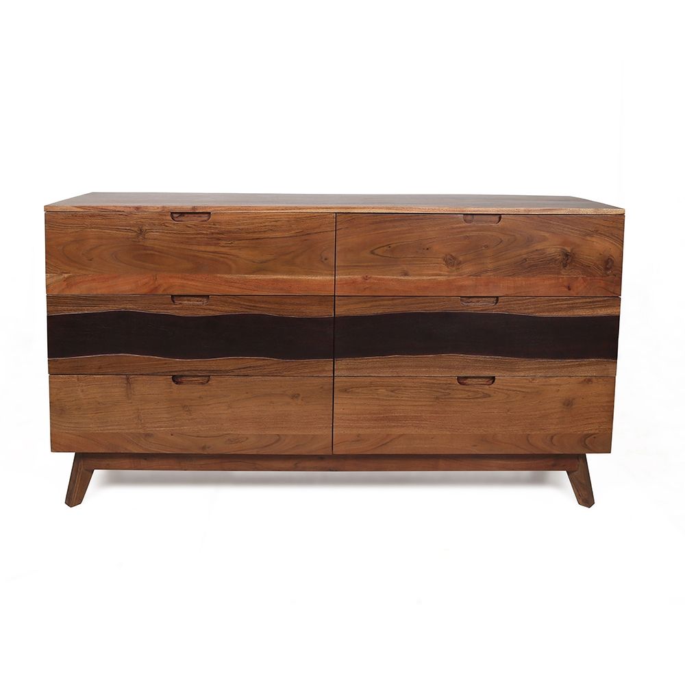 59-Inch Acacia Wood Six-Drawer Sideboard — view 2