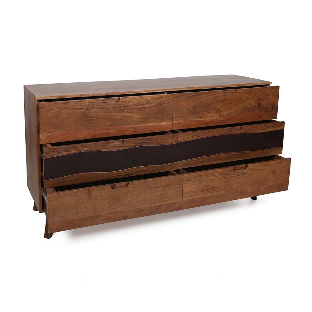 59-Inch Acacia Wood Six-Drawer Sideboard — view 4