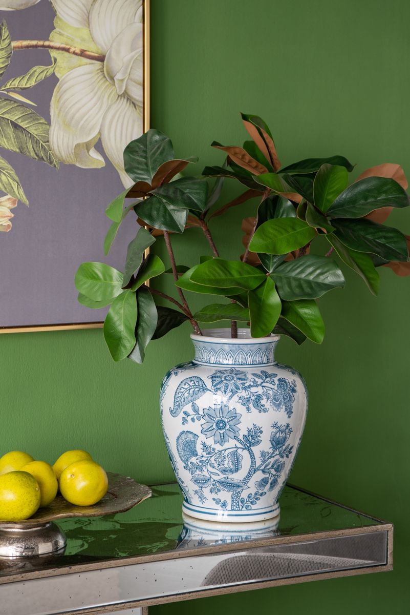 Mirrored Console Table with Floral Motifs — view 4