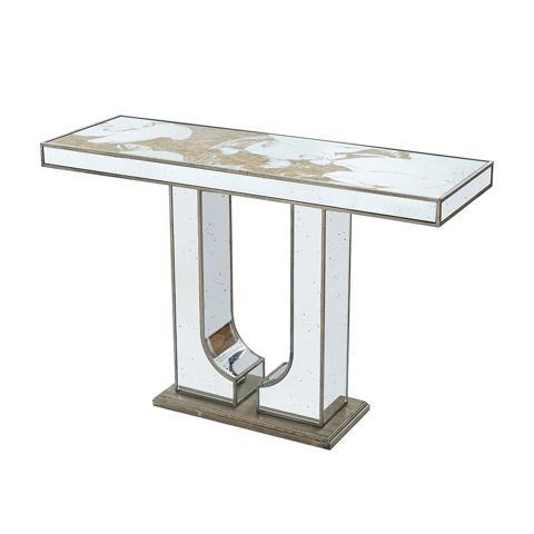 Mirrored Console Table with Floral Motifs