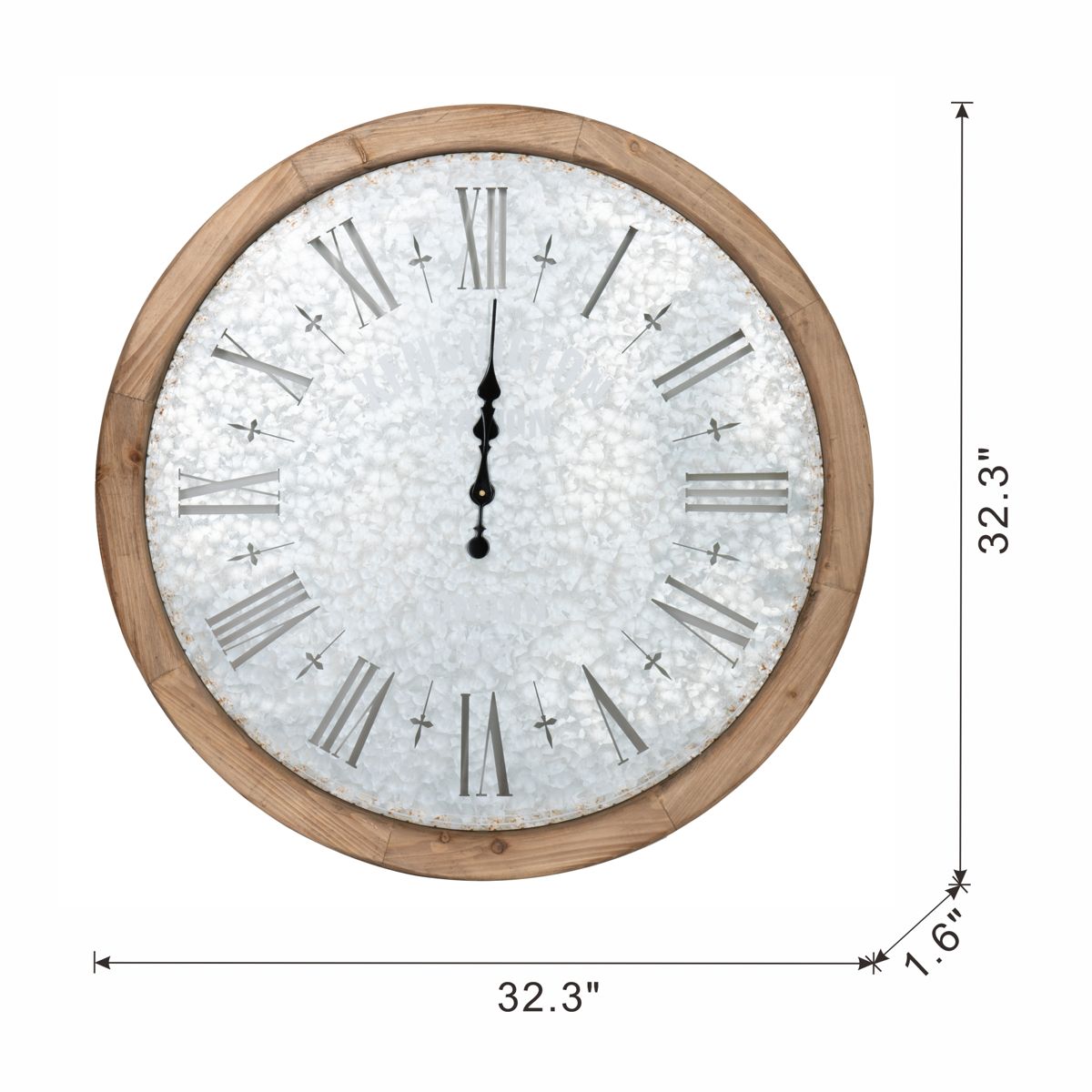 32-Inch Oversized Wall Clock with Fir Frame — view 2
