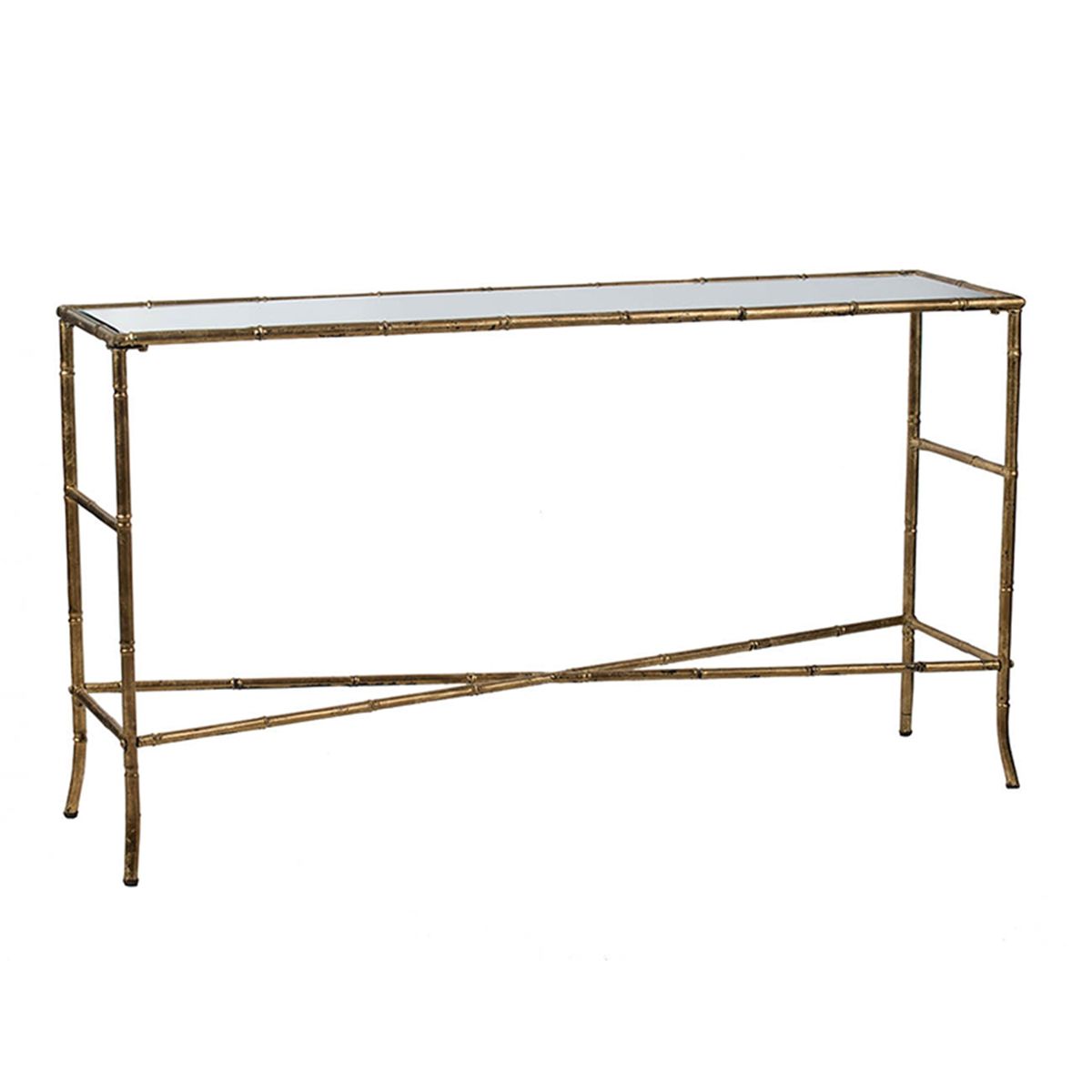 Antique Gold Console Table with Mirrored Top — view 2