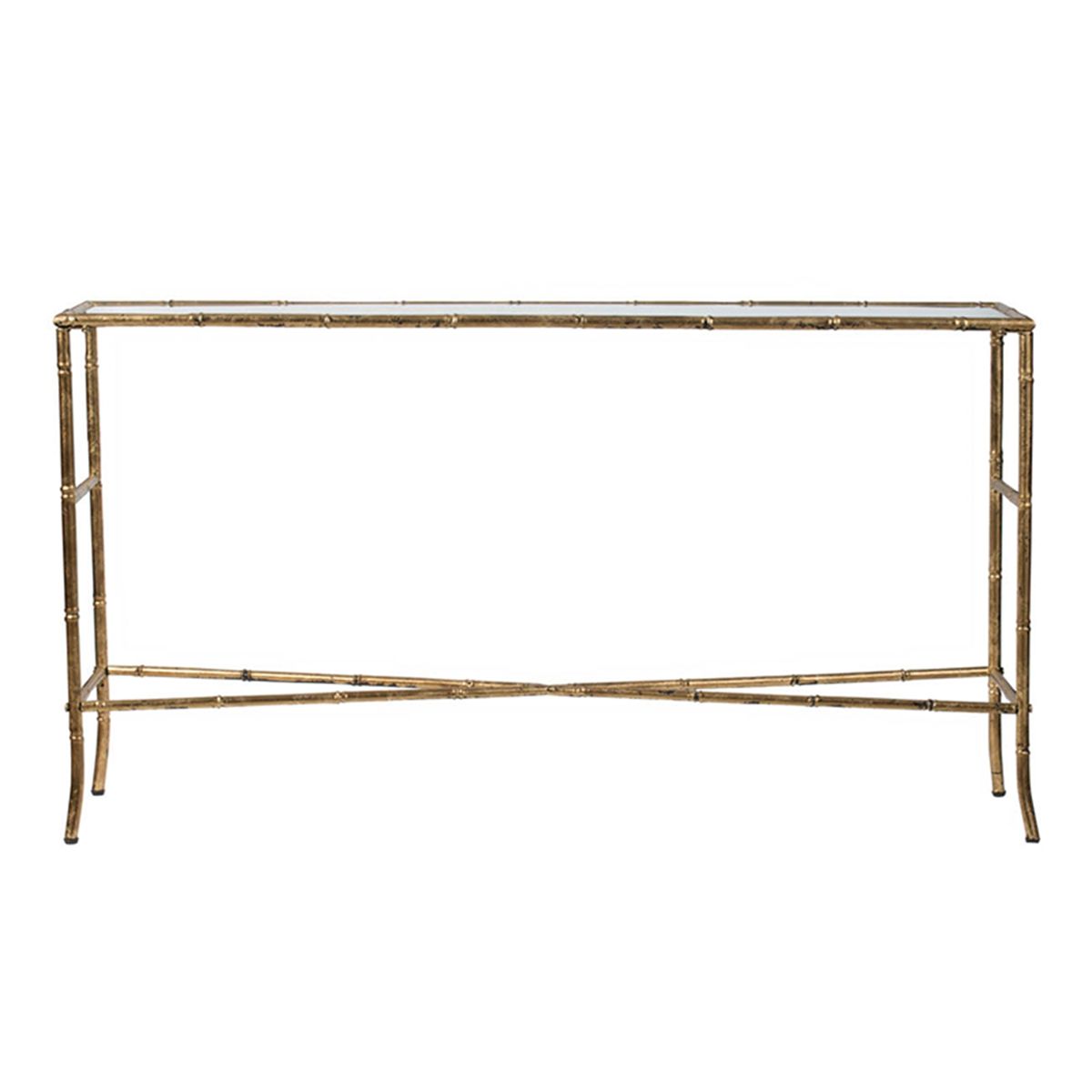 Antique Gold Console Table with Mirrored Top — view 3