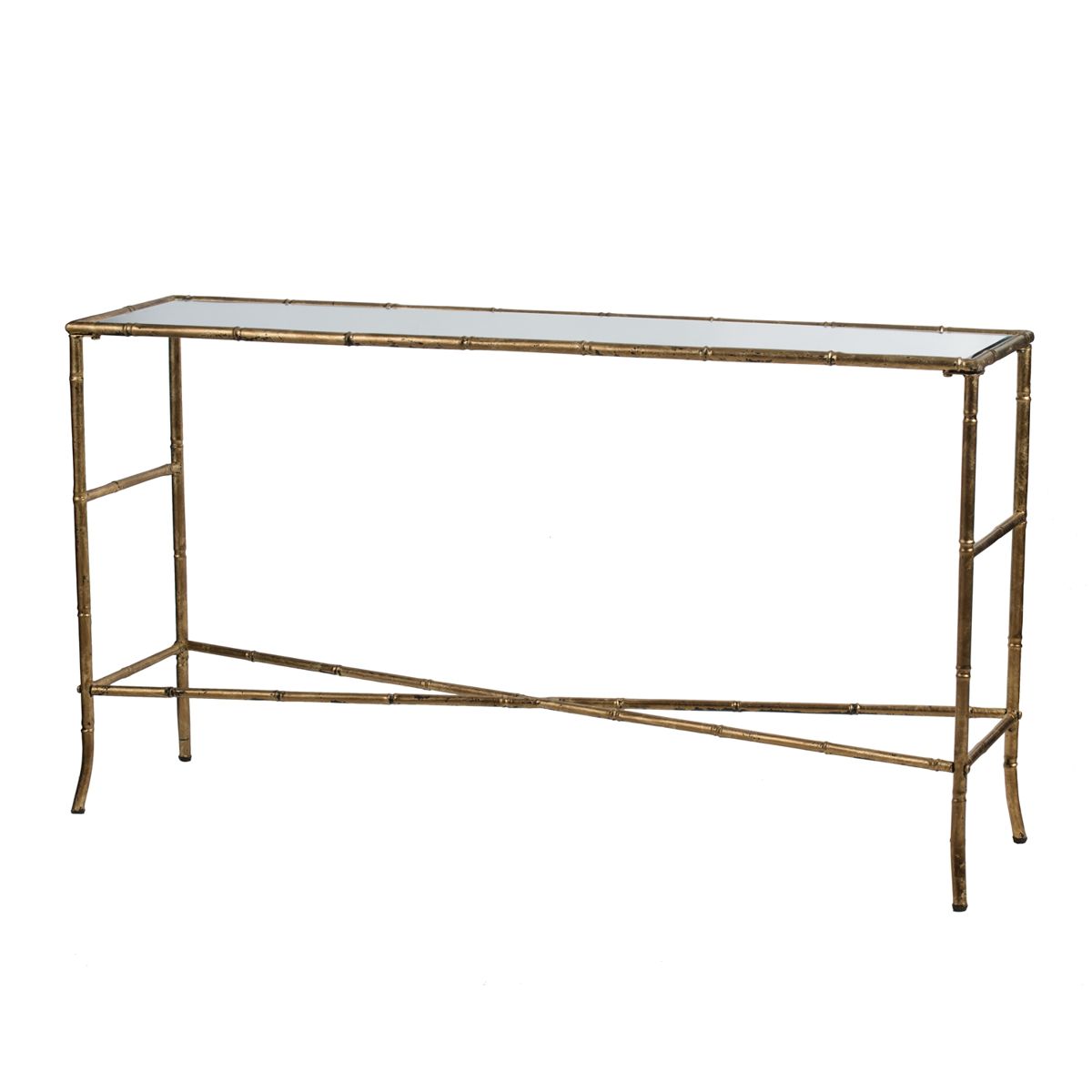 Antique Gold Console Table with Mirrored Top — view 4