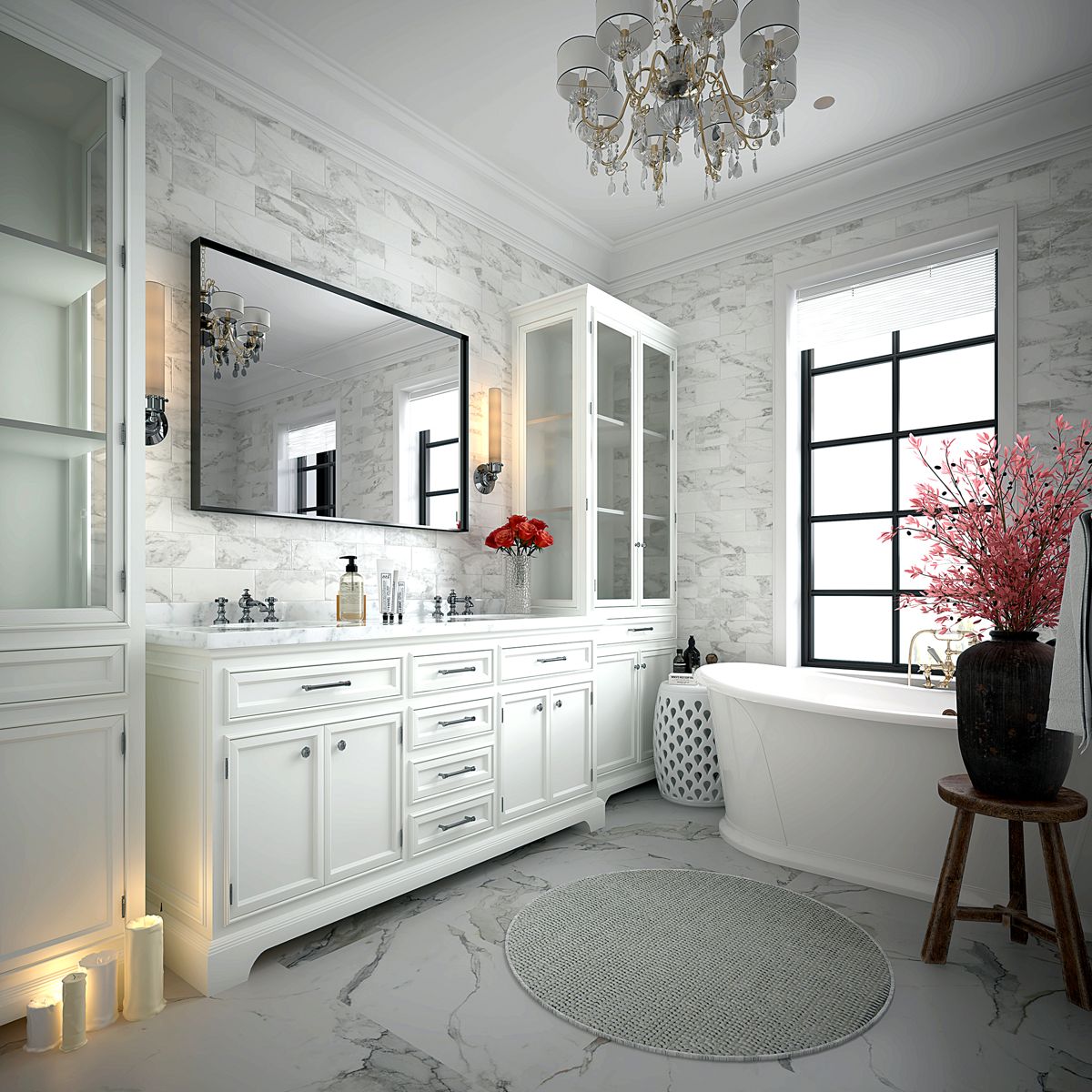 Glossy Black Metal-Frame Rectangle Mirror — view 4