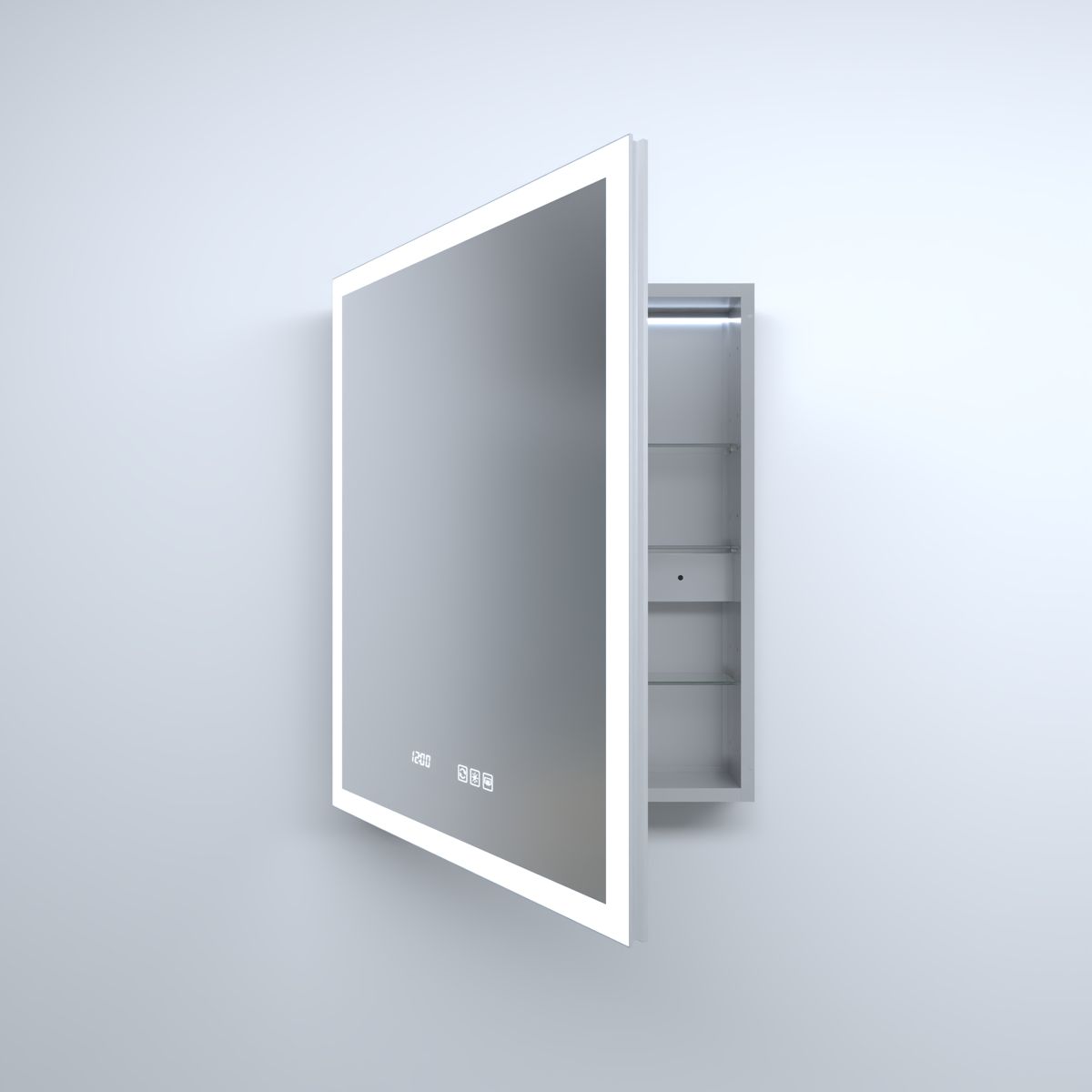 24x30-Inch LED Medicine Cabinet with Clock — view 2