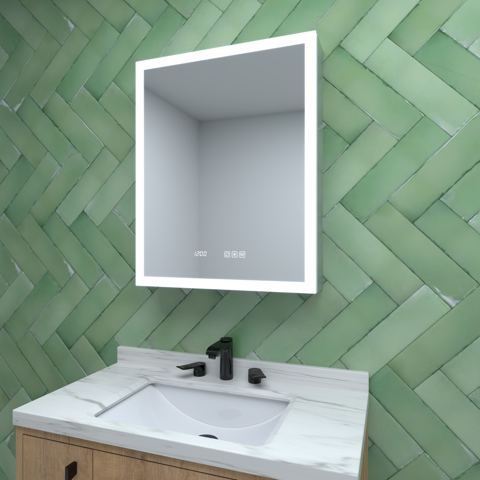 24x30-Inch LED Medicine Cabinet with Clock