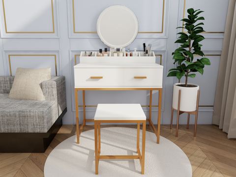 Vanity Set with Mirror, Drawers, and Organizer