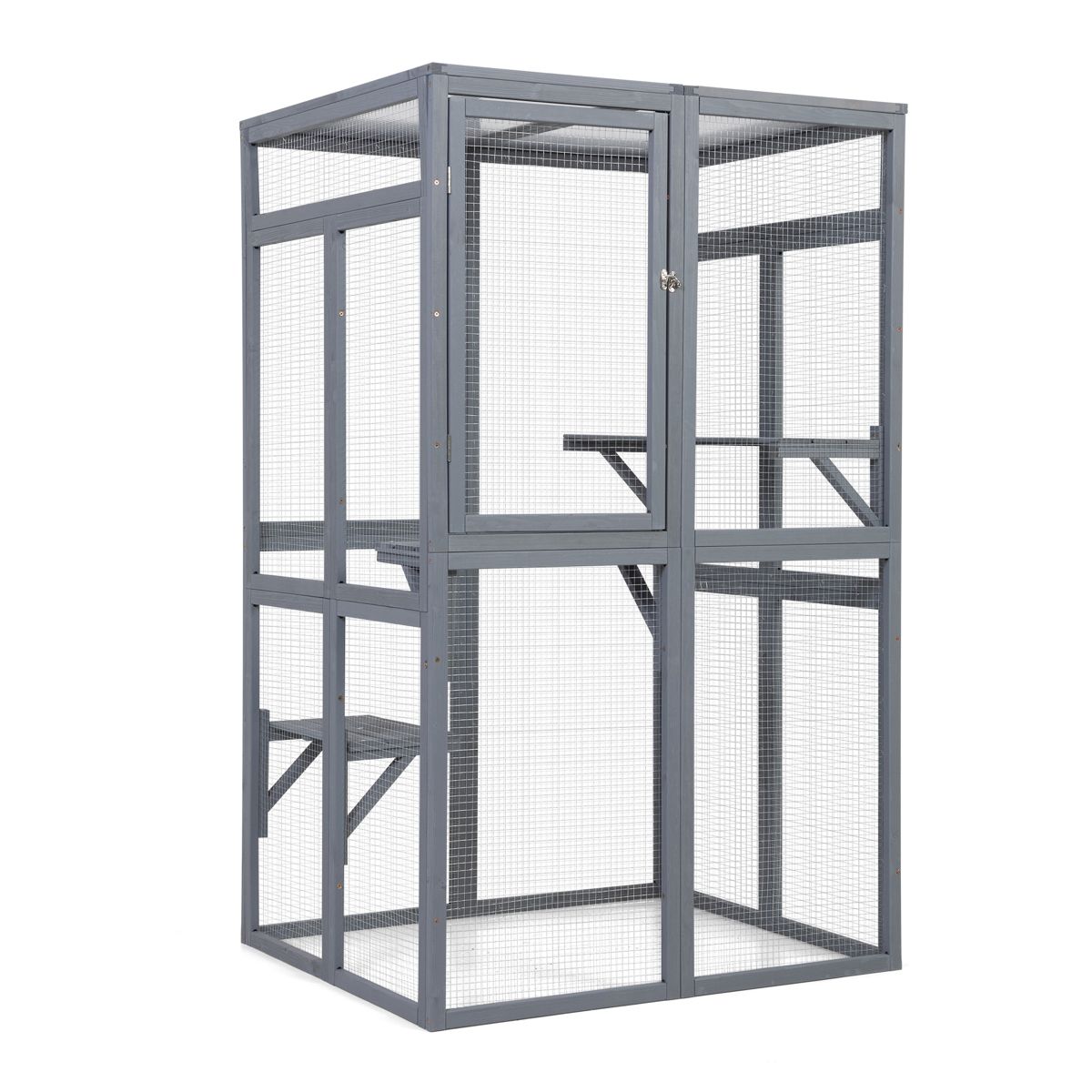 64-Inch Pine Catio with Hammock and Platforms — view 3