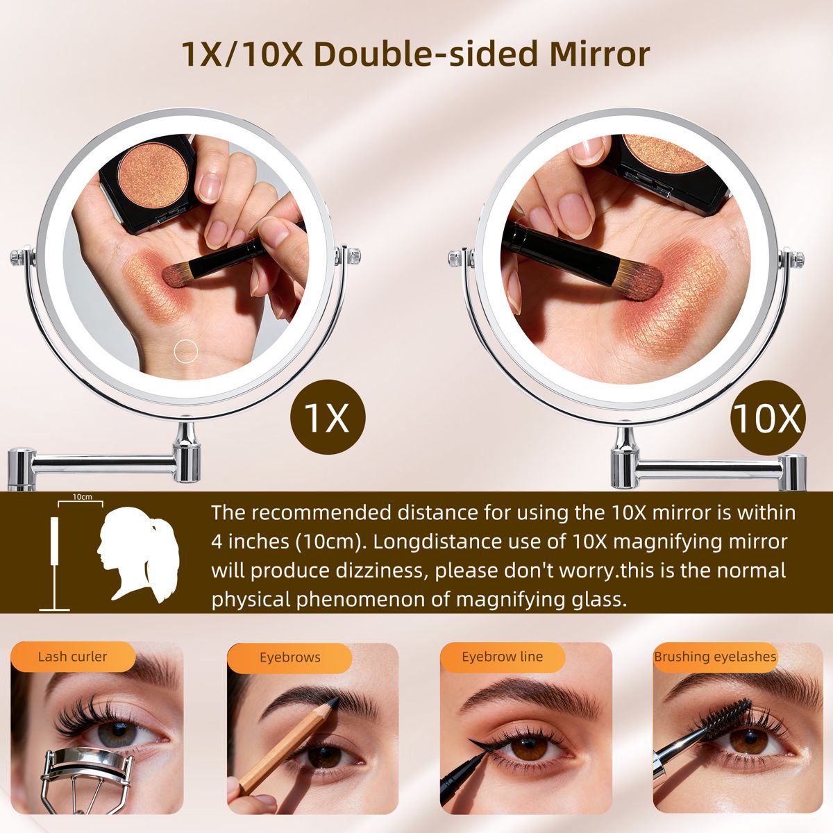 8-Inch Rechargeable Lighted Magnifying Mirror — view 2