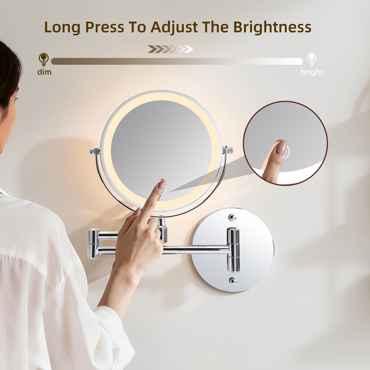 8-Inch Rechargeable Lighted Magnifying Mirror — view 4