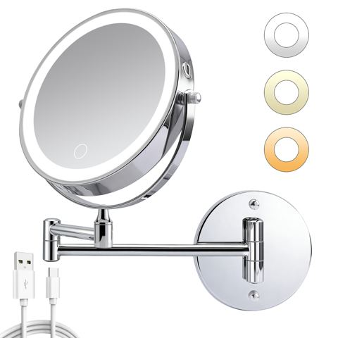 8-Inch Rechargeable Lighted Magnifying Mirror