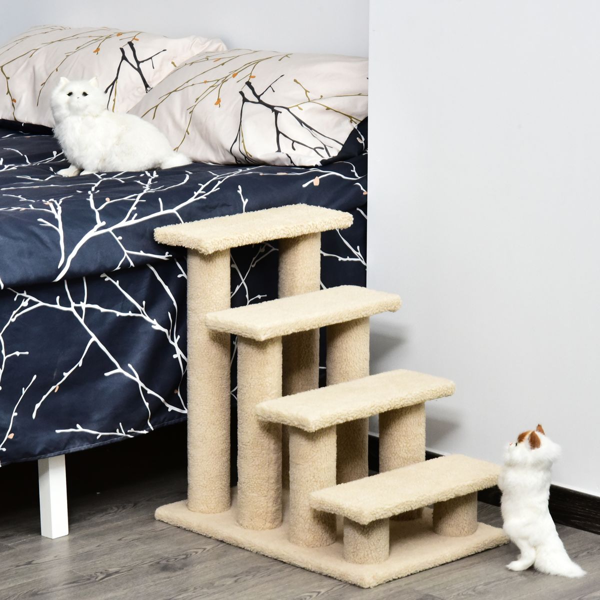 4-Step Carpeted Cat Stairs with 8 Posts, Brown — view 2