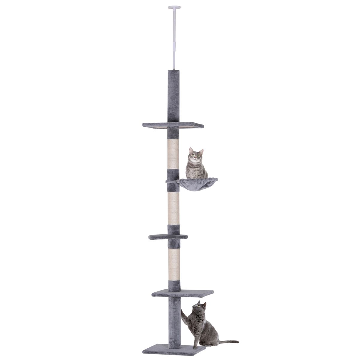 Floor-to-Ceiling Cat Tree with 5 Carpeted Tiers
