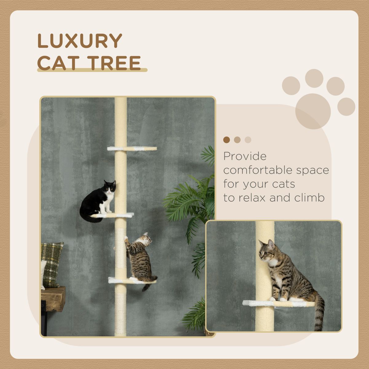 Floor-to-Ceiling Cat Tree with Plush Platforms — view 4