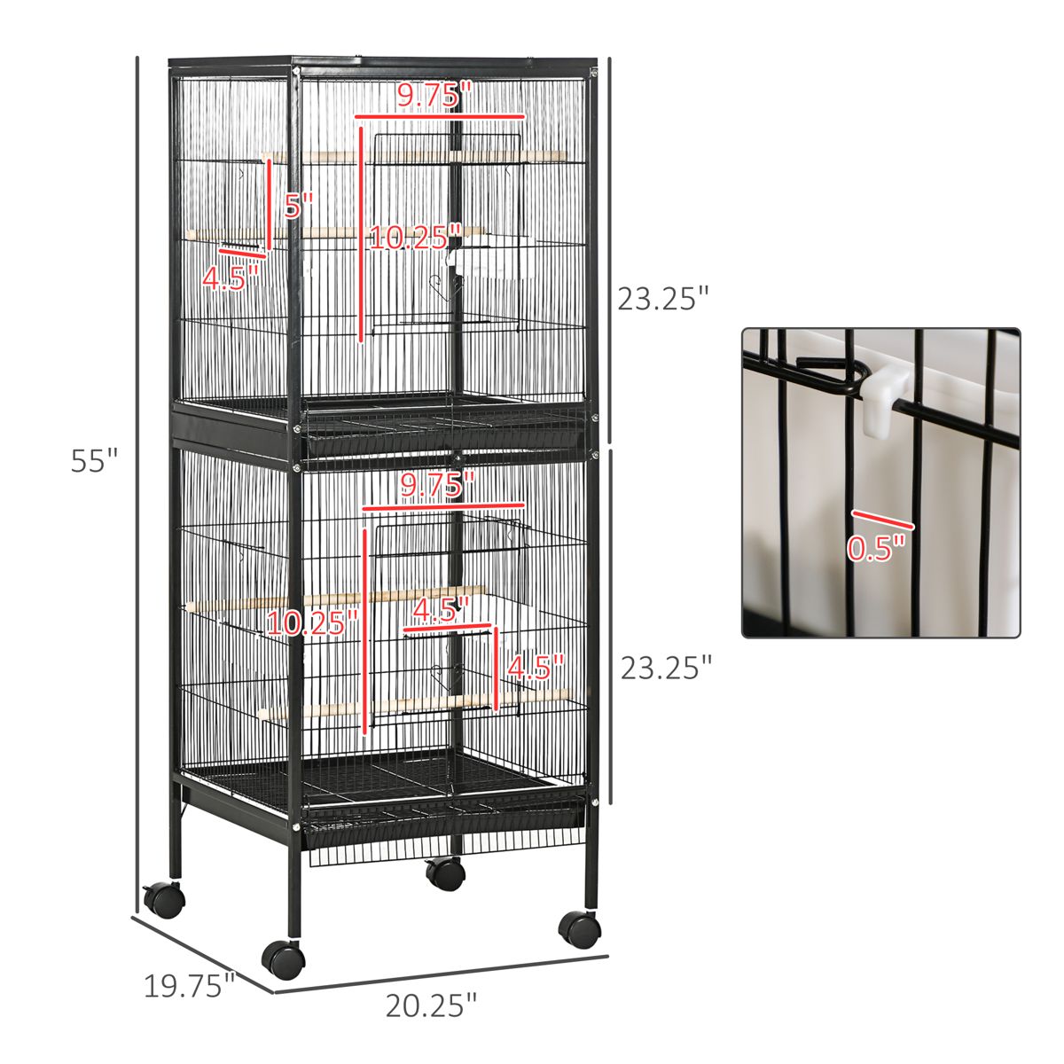55-Inch Indoor Bird Aviary with Multiple Doors — view 3