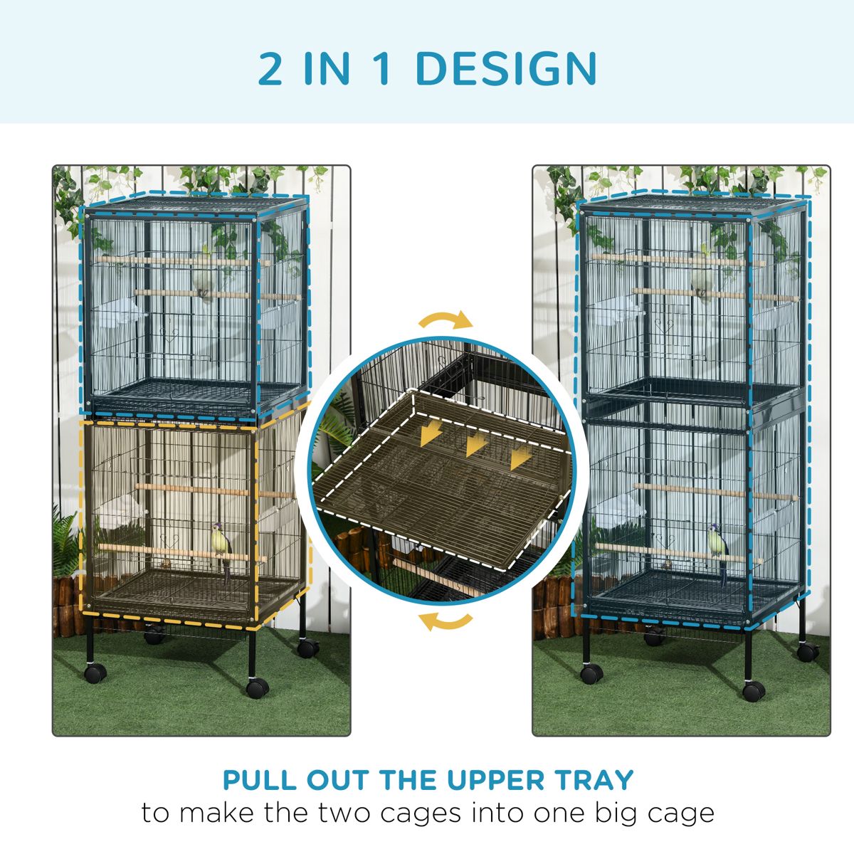 55-Inch Indoor Bird Aviary with Multiple Doors — view 4