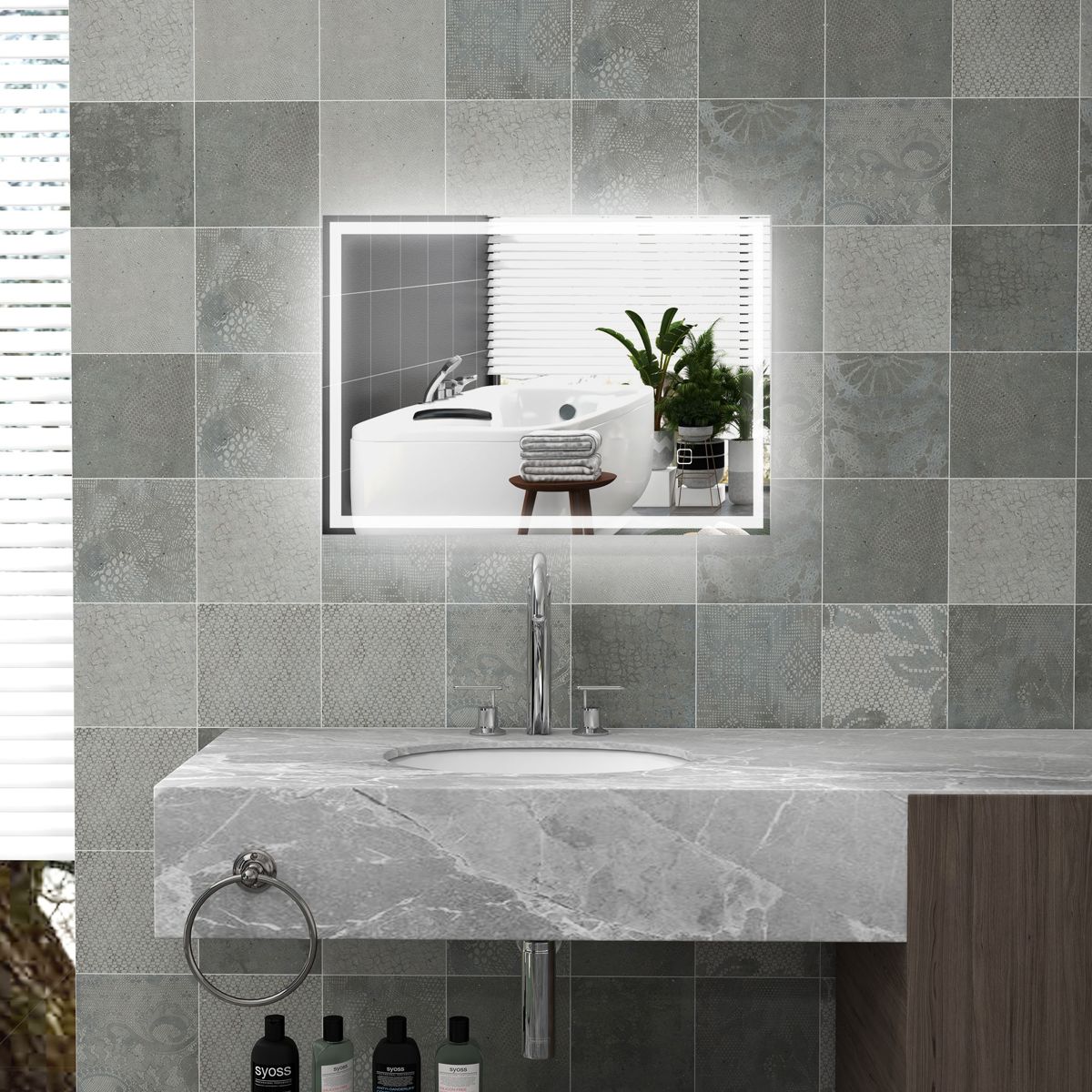 Dimmable LED Bathroom Mirror with Memory — view 2