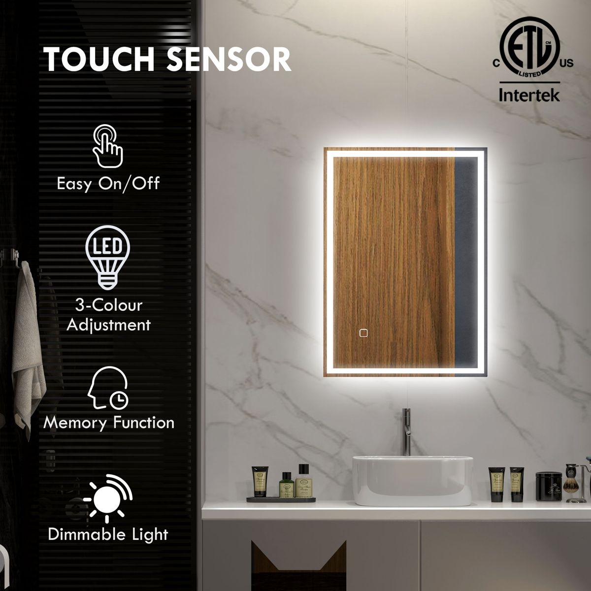 Dimmable LED Bathroom Mirror with Memory — view 4