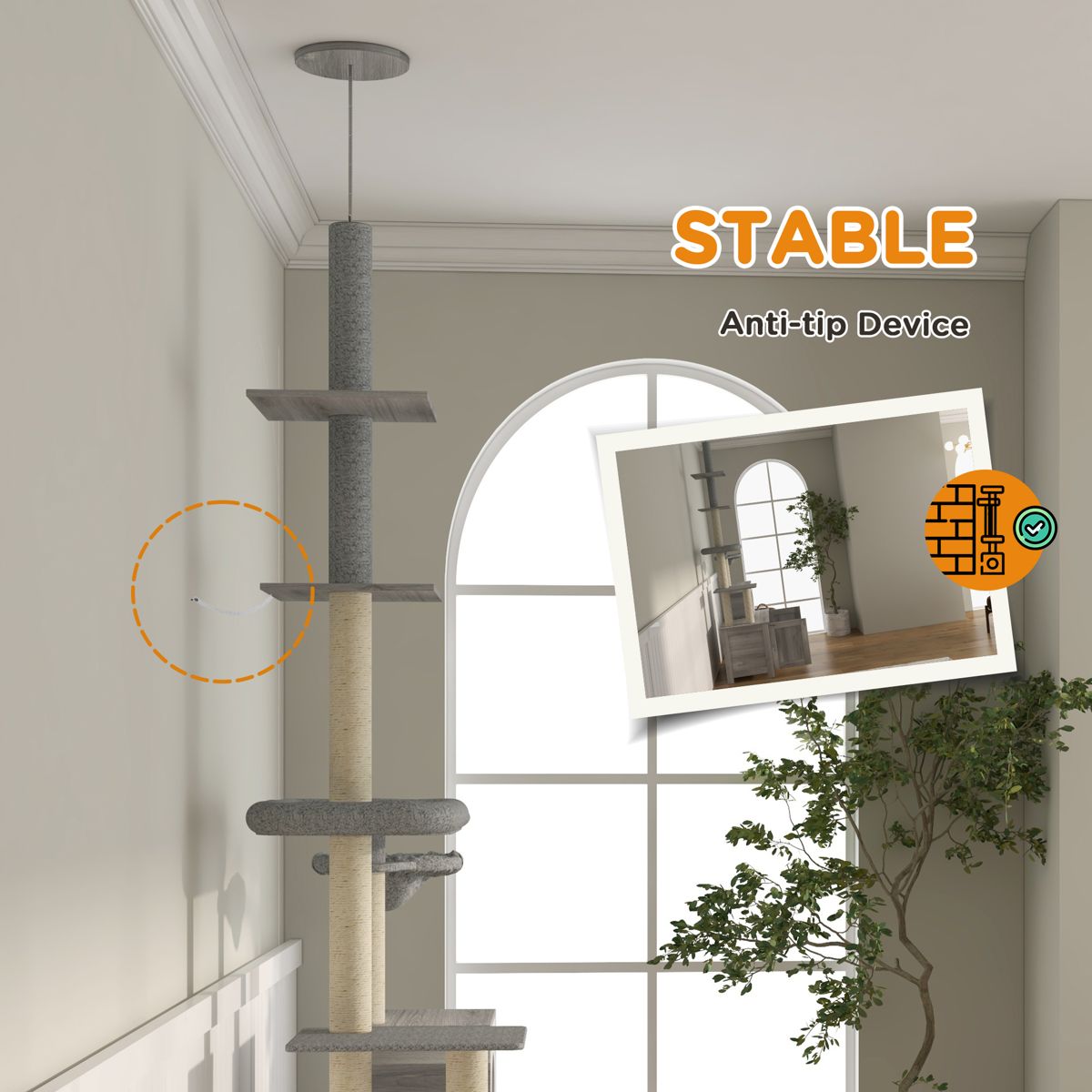Floor-to-Ceiling Cat Tree with Litter Box — view 2