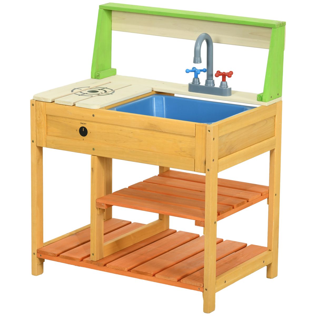 Outdoor Mud Kitchen with Faucet and Shelves — view 3