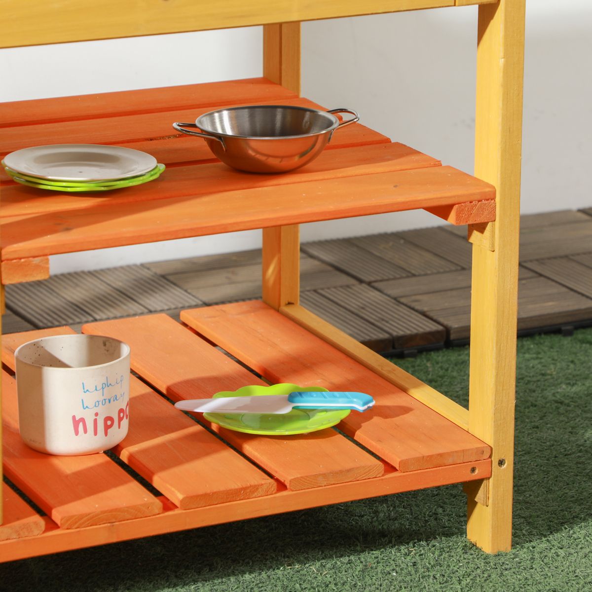 Outdoor Mud Kitchen with Faucet and Shelves — view 4