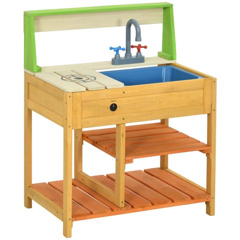 Outdoor Mud Kitchen with Faucet and Shelves — view 1