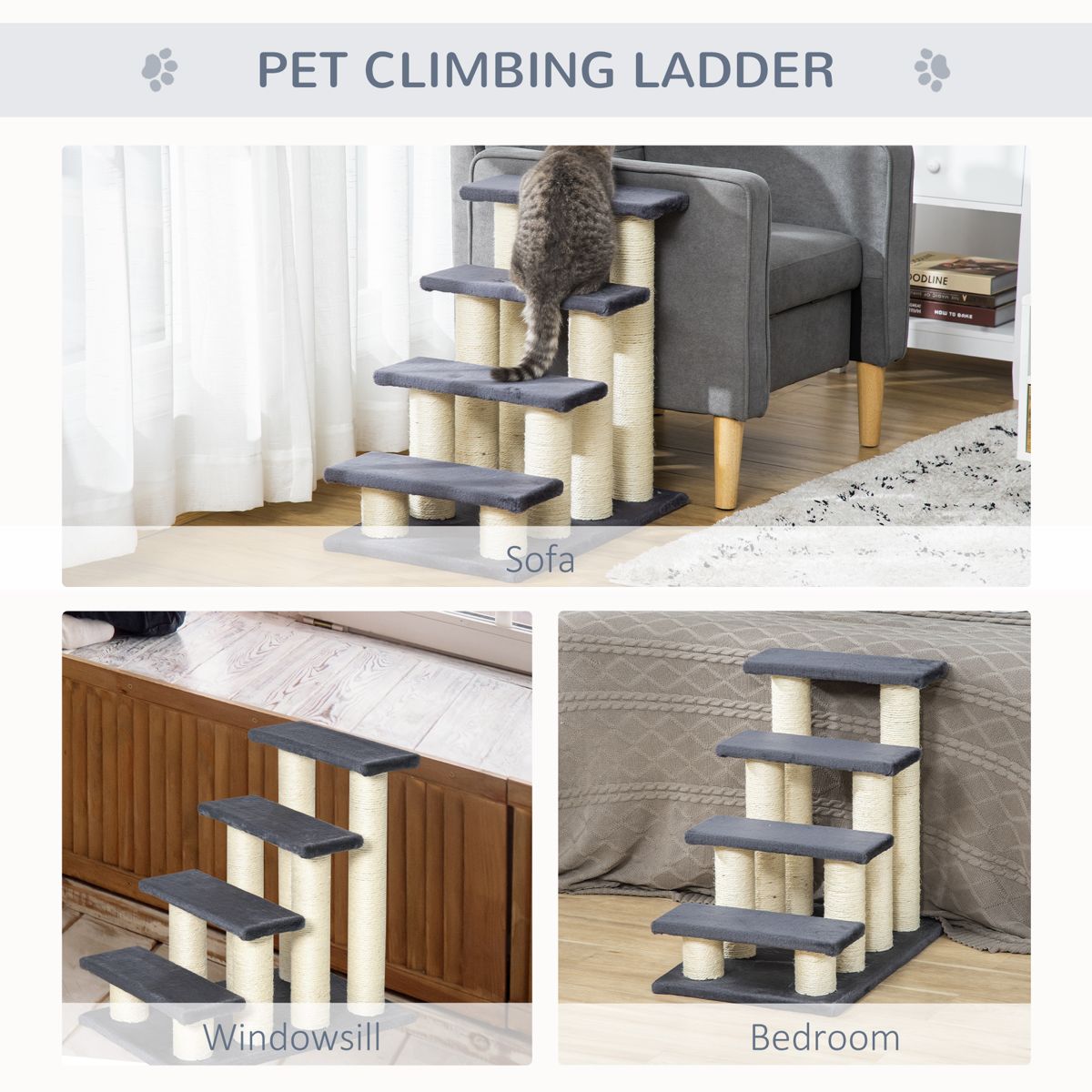 4-Step Stair Cat Tree with Scratching Post — view 4