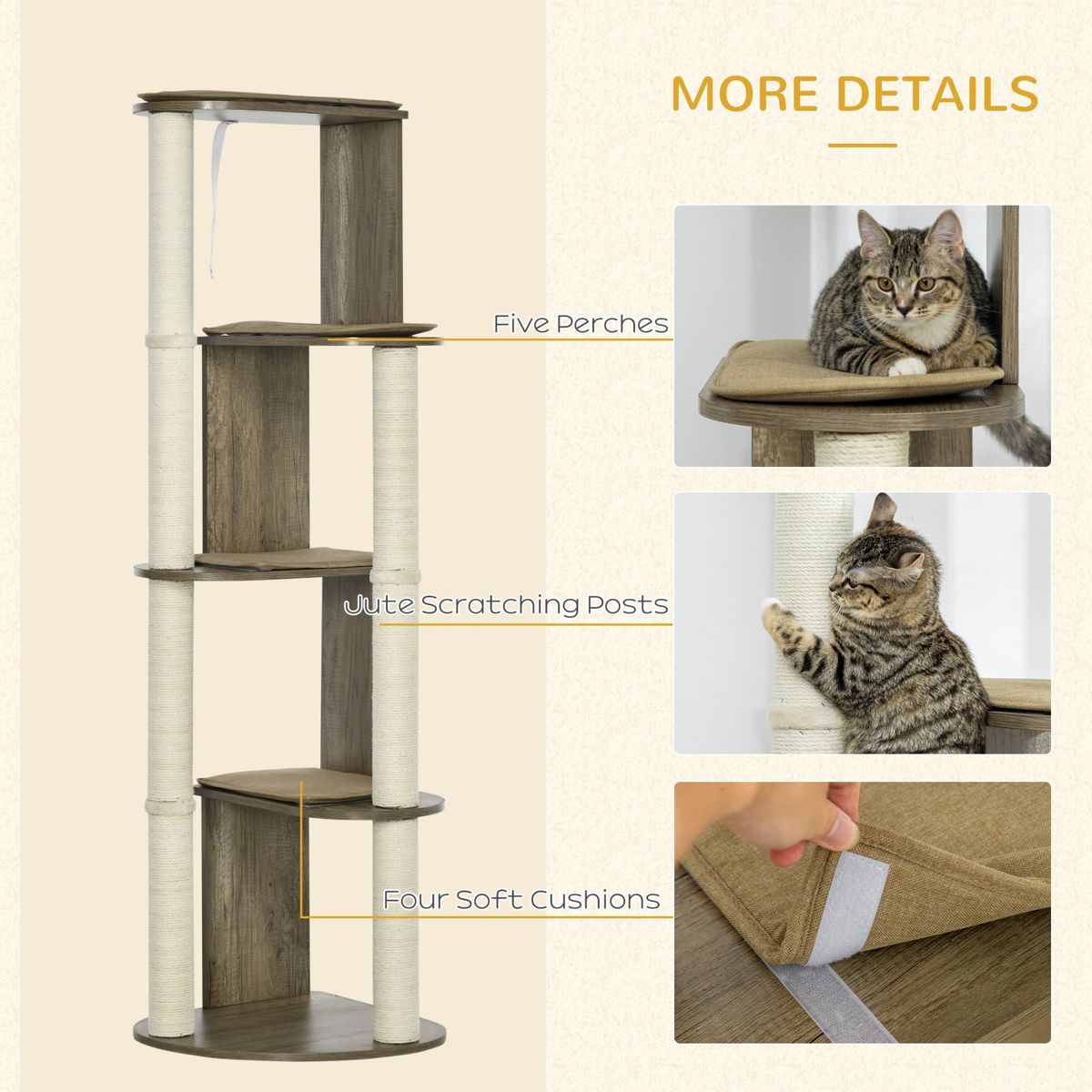 65-Inch Corner Cat Tree with Sisal Posts — view 3