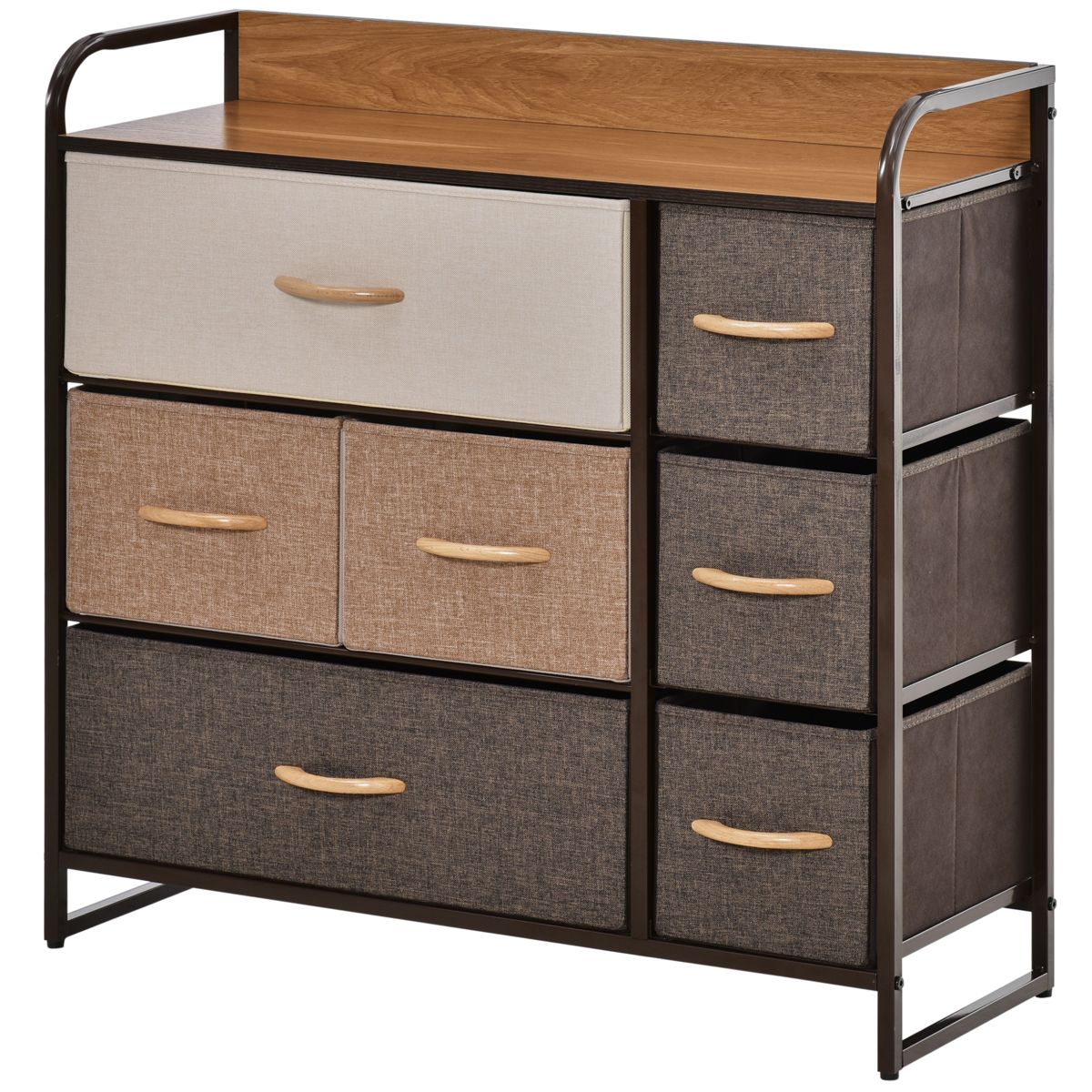 Seven-Drawer Fabric Dresser with Wood Top