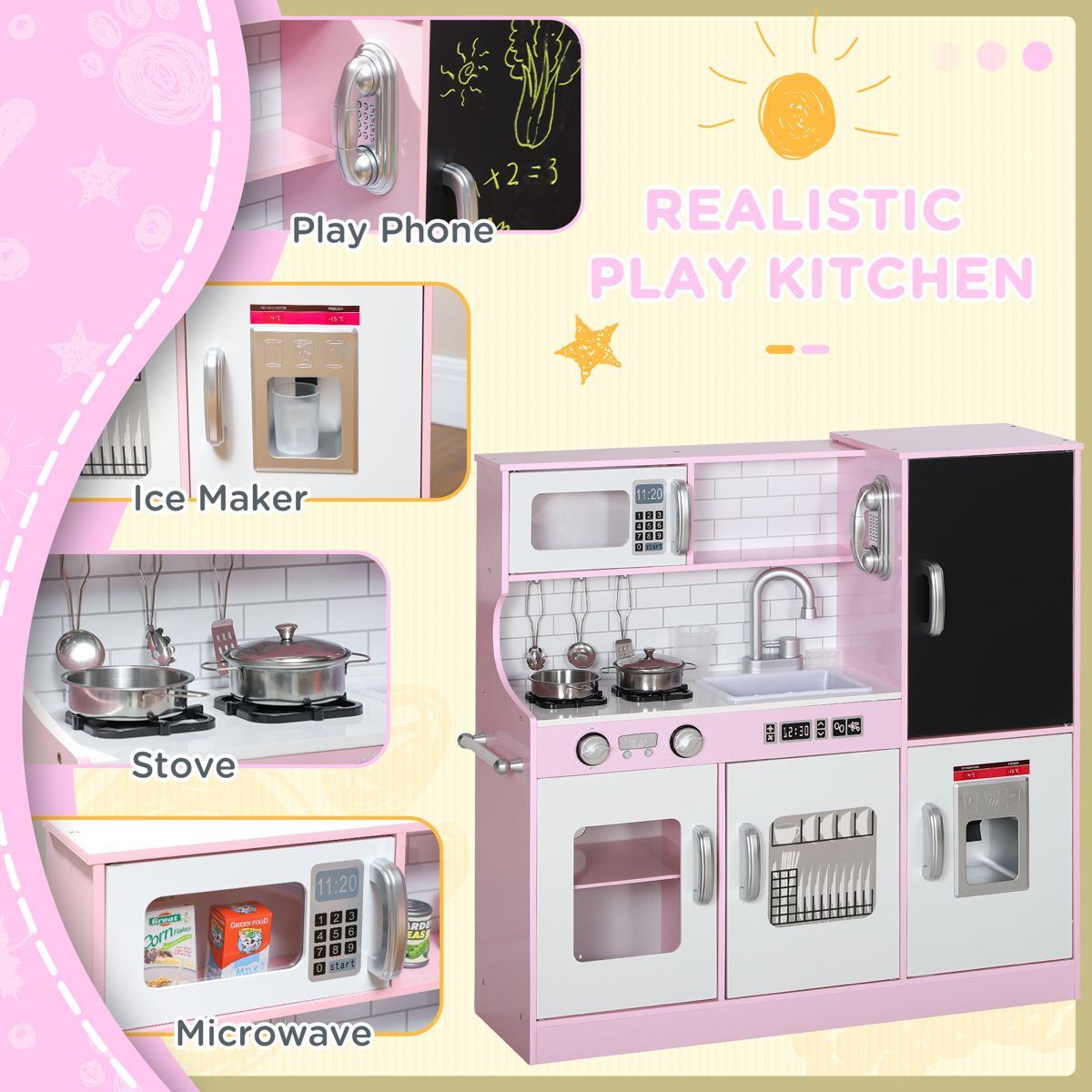 Play Kitchen with Chalkboard Menu and Phone — view 4