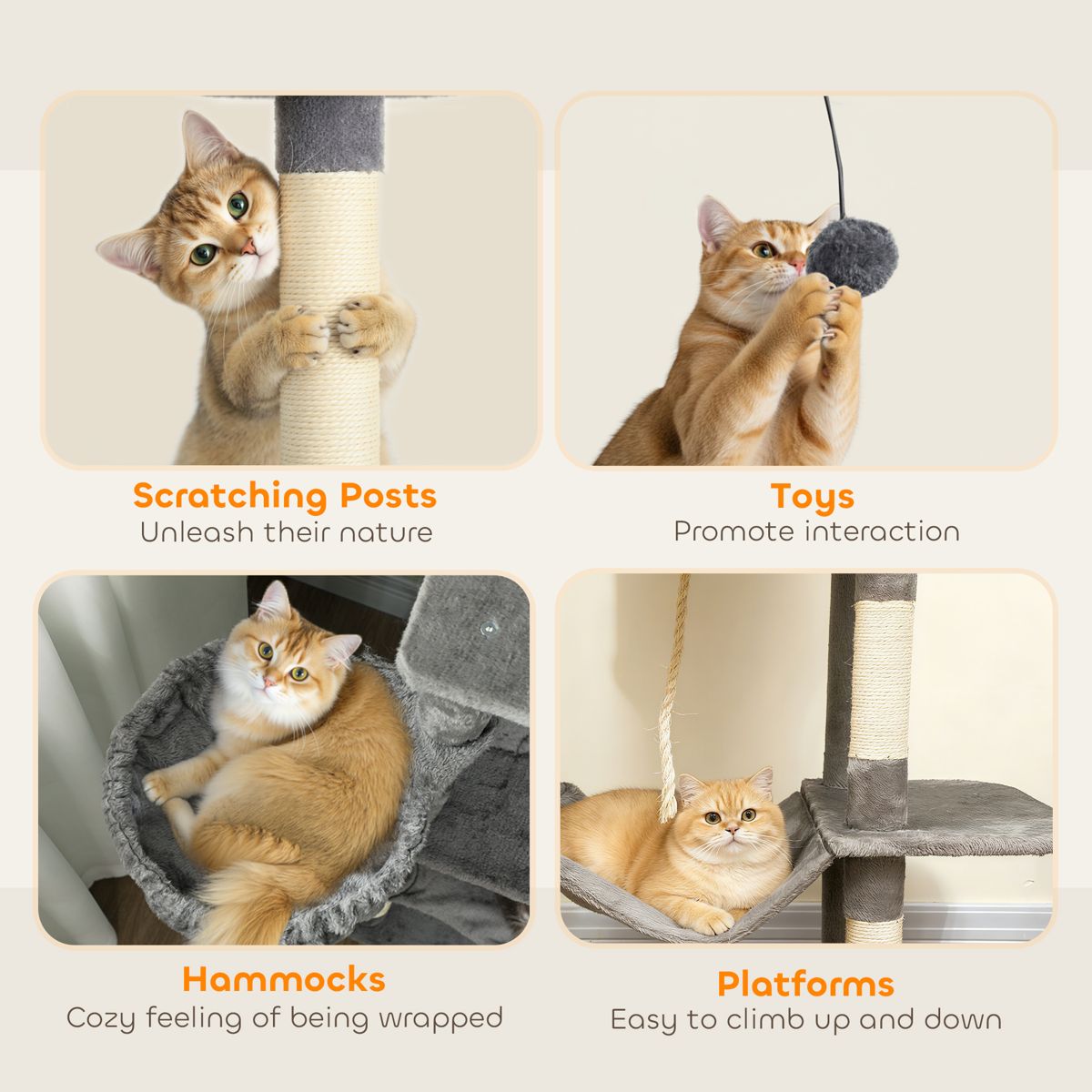 80-Inch Cat Tree with Two Condos and Hammock — view 3