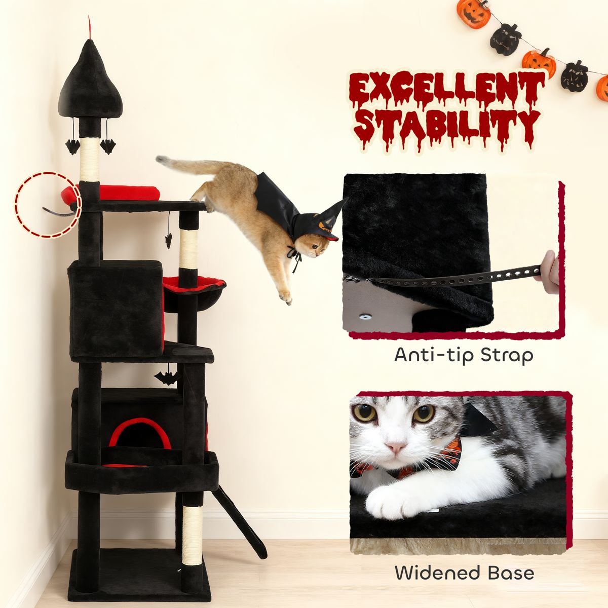 78-Inch Gothic Cat Tree with Two Condos — view 2