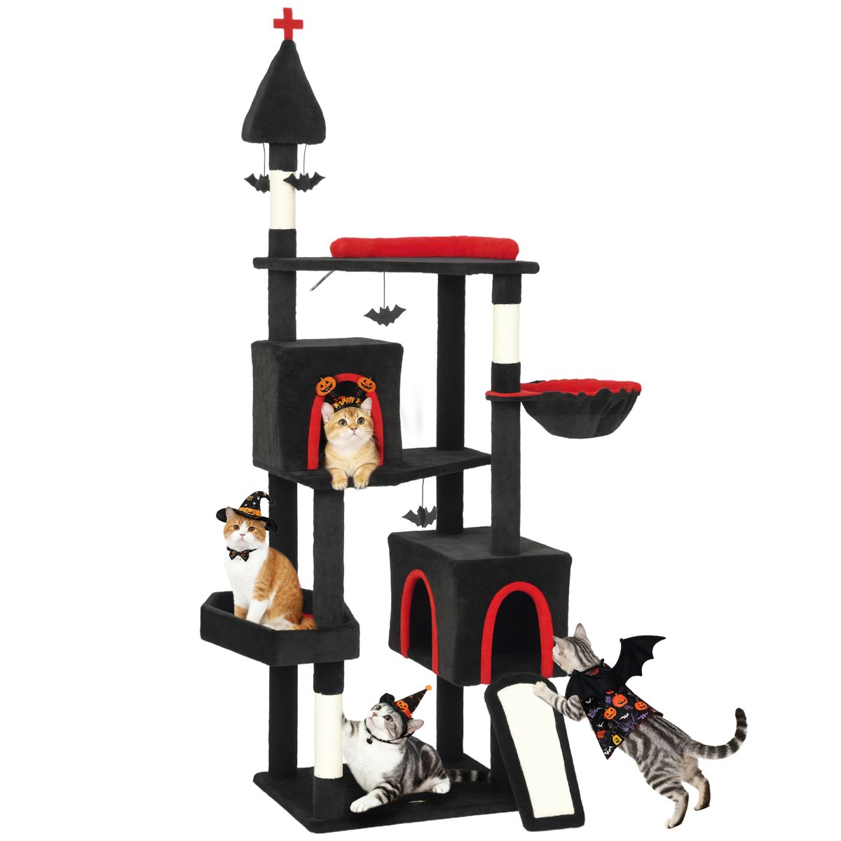 78-Inch Gothic Cat Tree with Two Condos