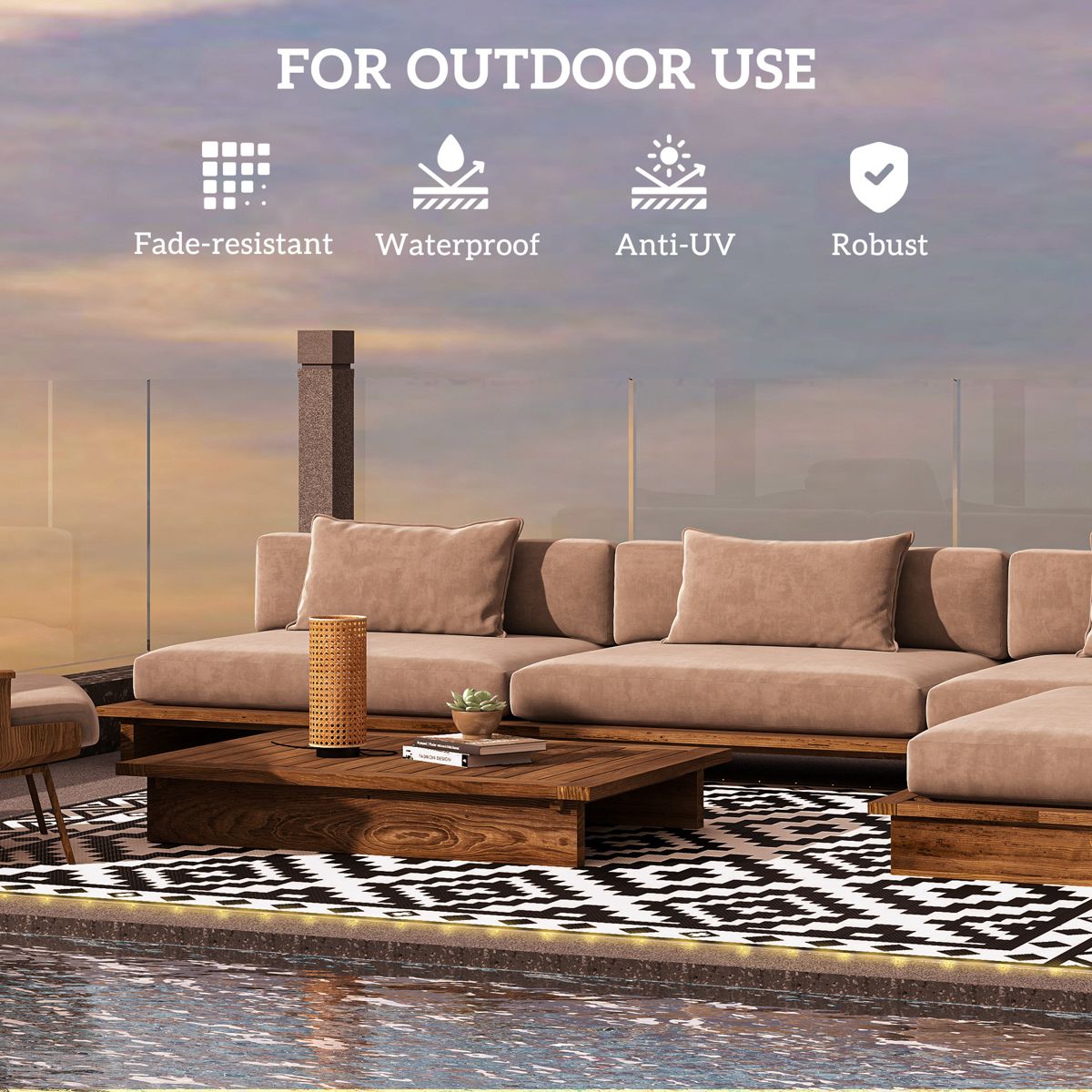 9 x 12-Foot Lighted Outdoor Rug, Plus-Diamond — view 4