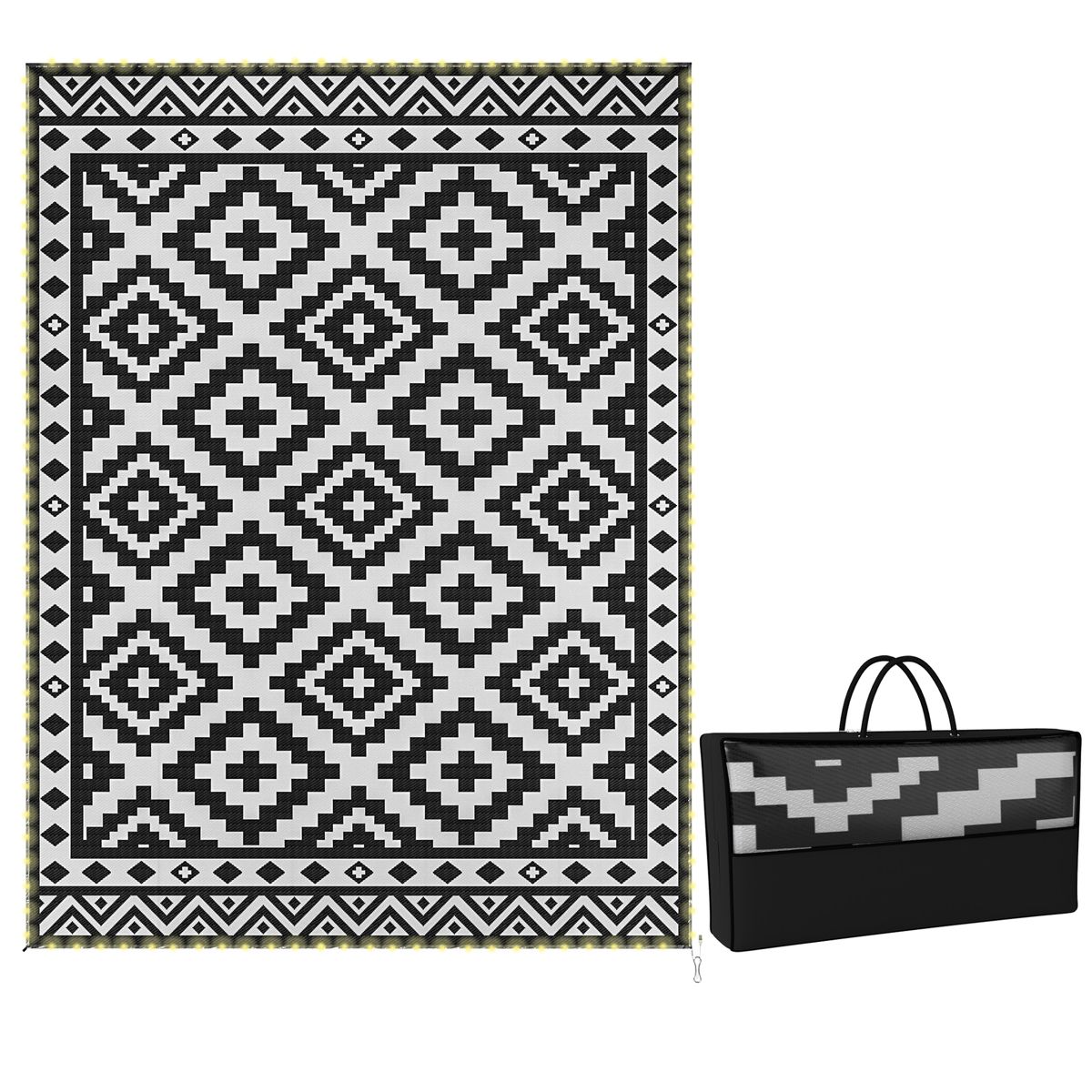 9 x 12-Foot Lighted Outdoor Rug, Plus-Diamond