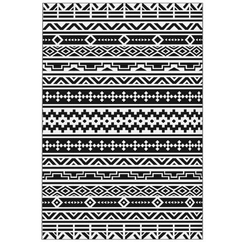 6 x 9-Foot Geometric Outdoor Rug, Black/White